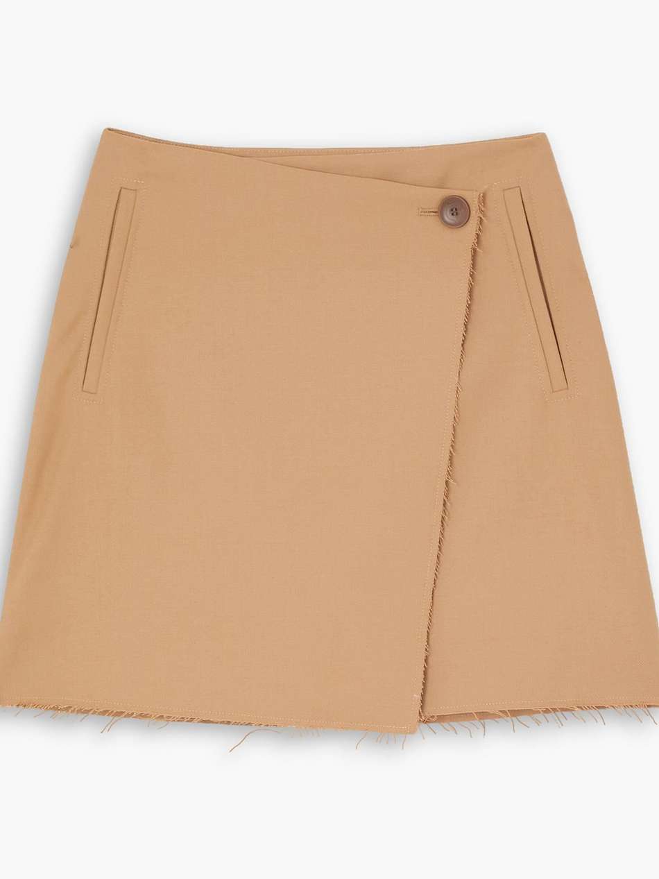 esmaa frayed stretch-twill mini wrap skirt