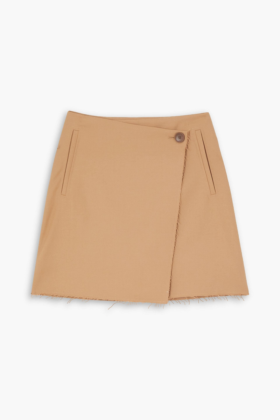 By Malene Birger Esmaa Frayed Stretch-twill Mini Wrap Skirt In Sand