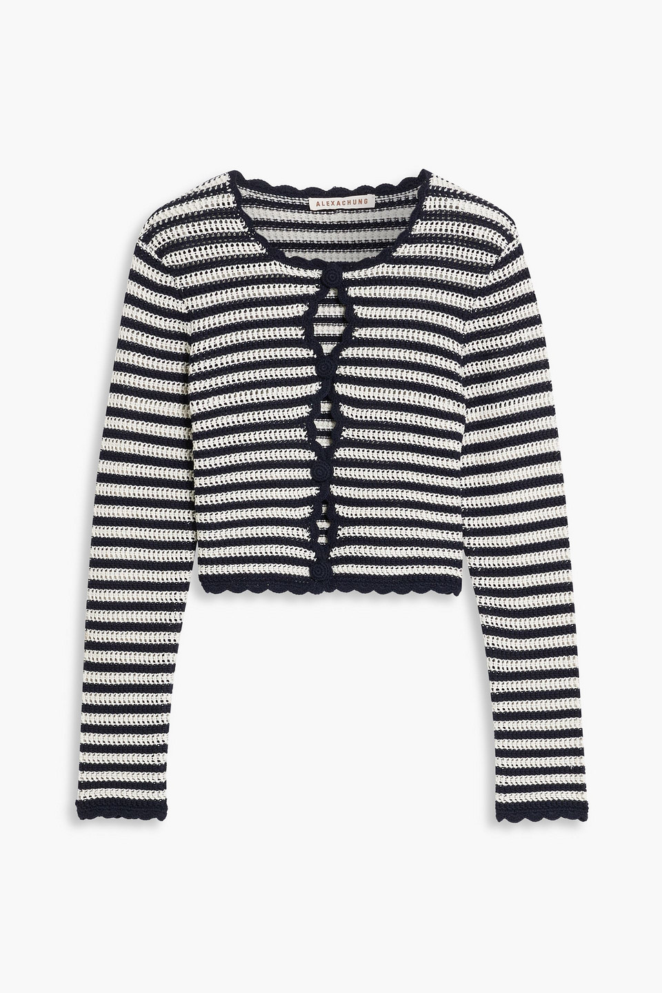 AlexaChung Striped crochet-knit cotton cardigan