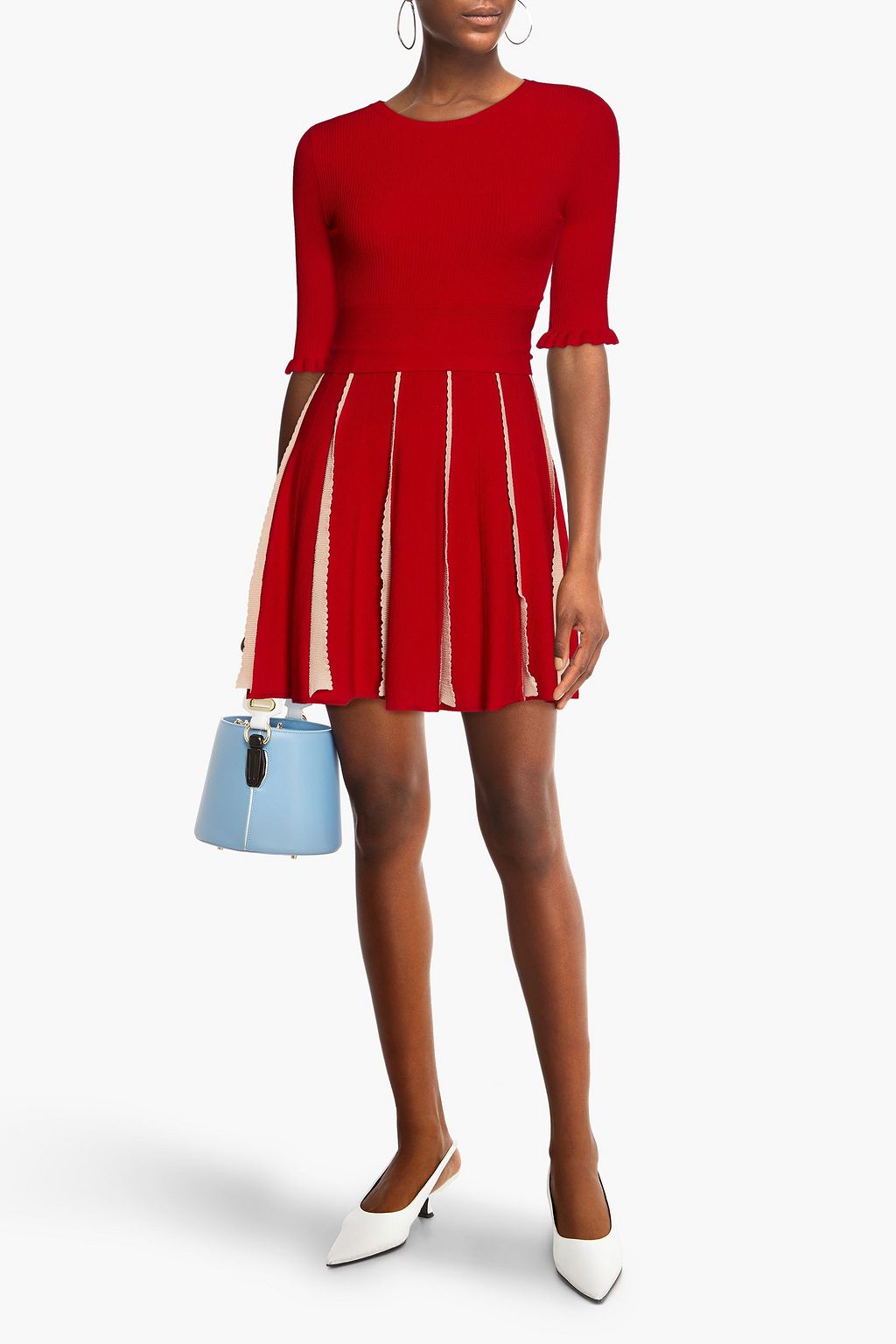REDVALENTINO ストレッチニット ミニワンピース スカラップ