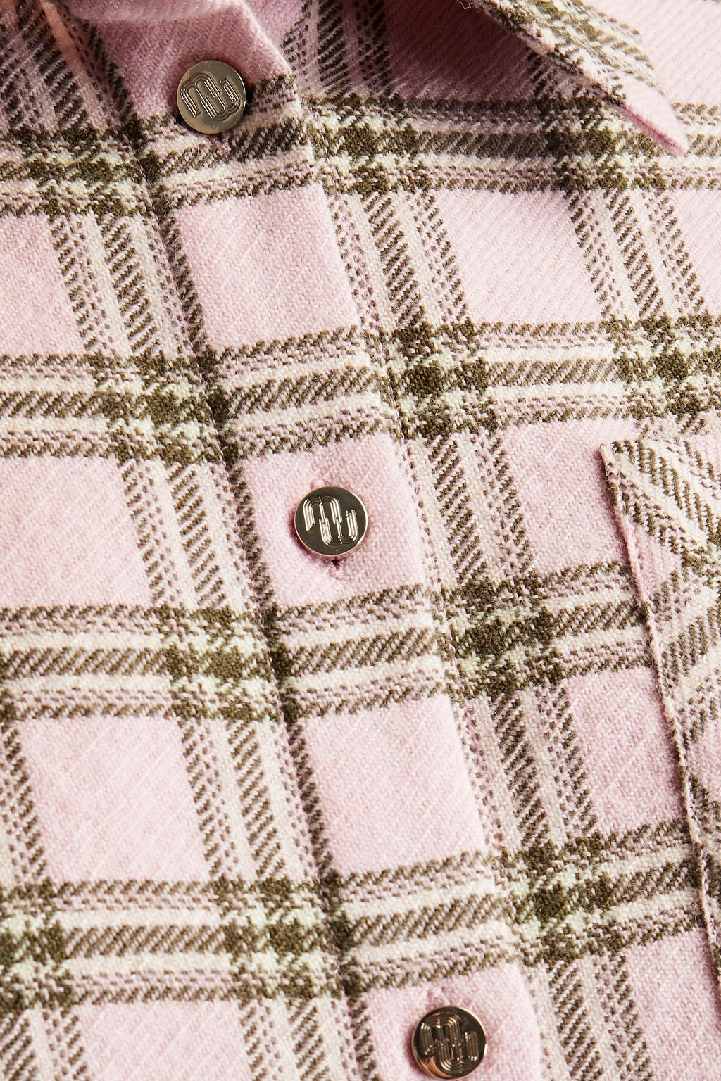 MAJE Checked wool-flannel shirt