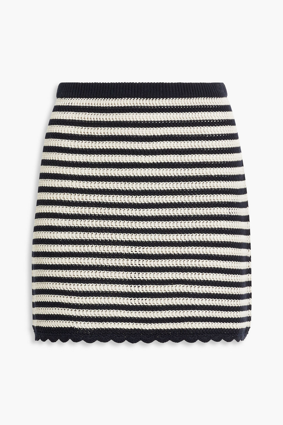 AlexaChung Striped crochet-knit cotton mini skirt