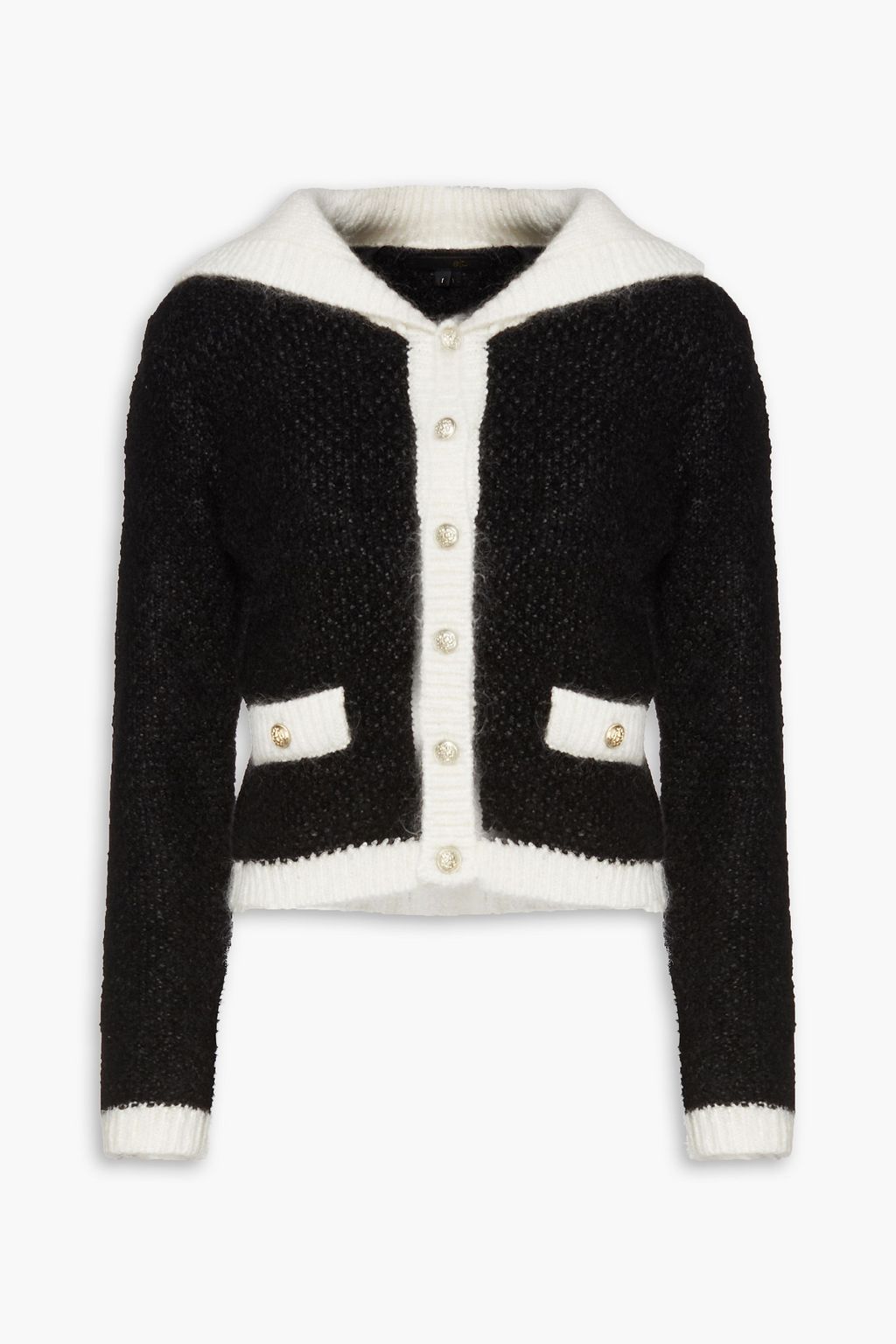 Black Two-tone knitted cardigan | MAJE 