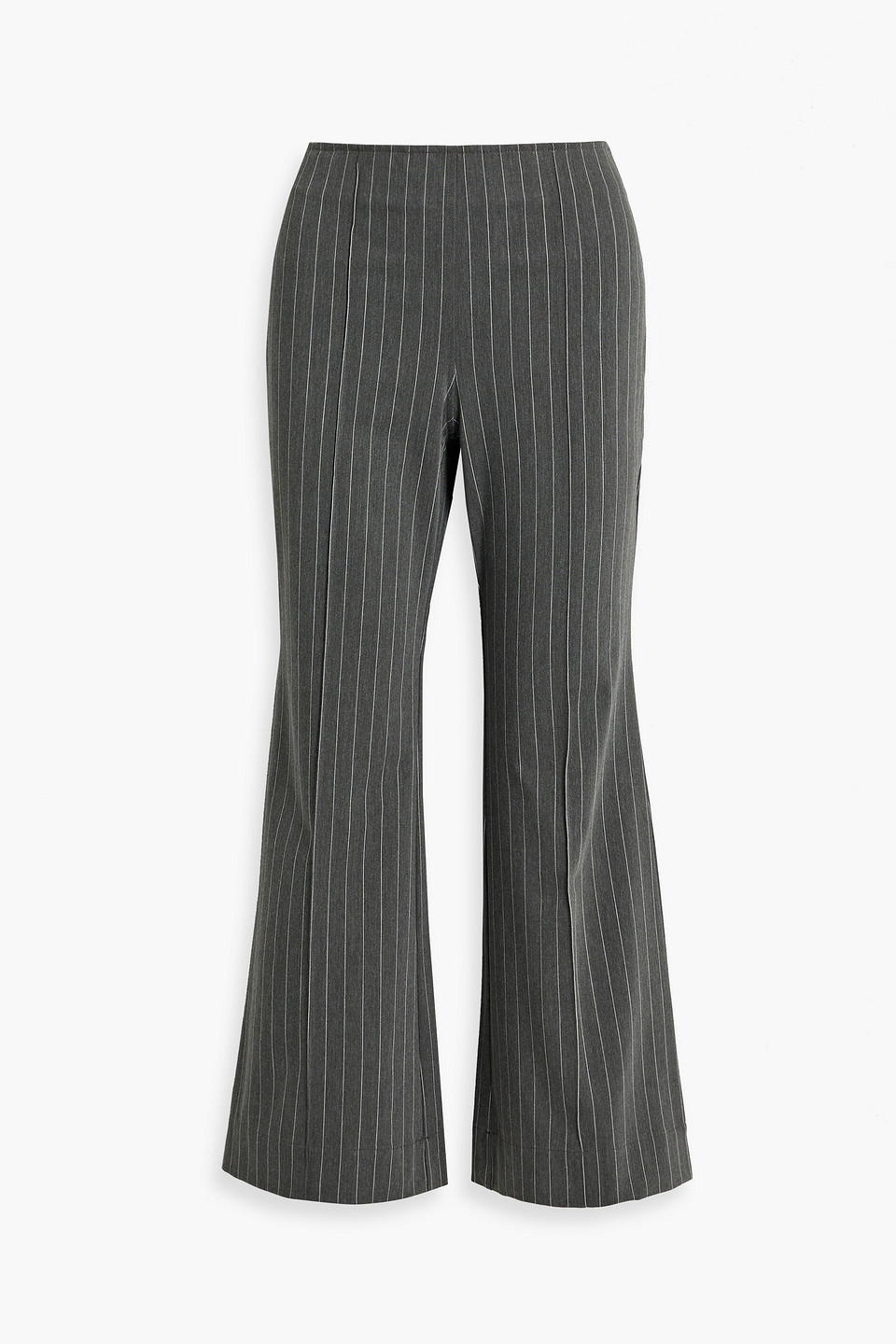 Ganni Pinstriped Twill Flared Pants In Anthracite