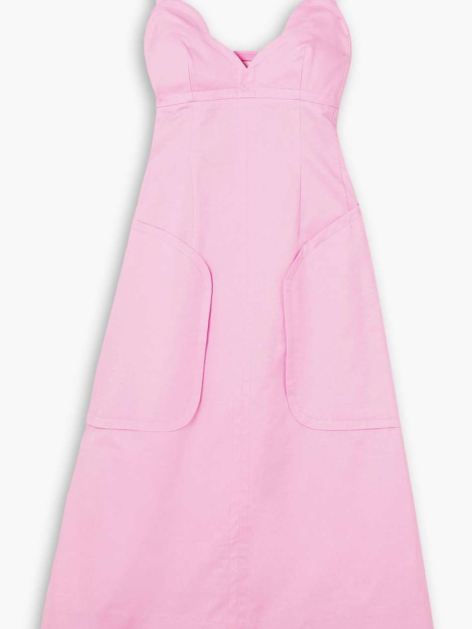 scalloped cotton and linen-blend midi dress
