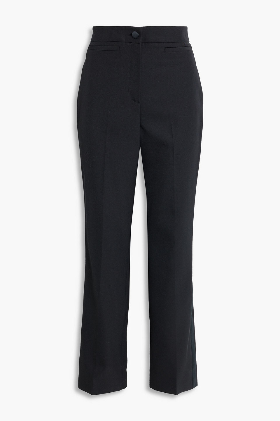 AlexaChung Esther satin-trimmed twill straight-leg pants