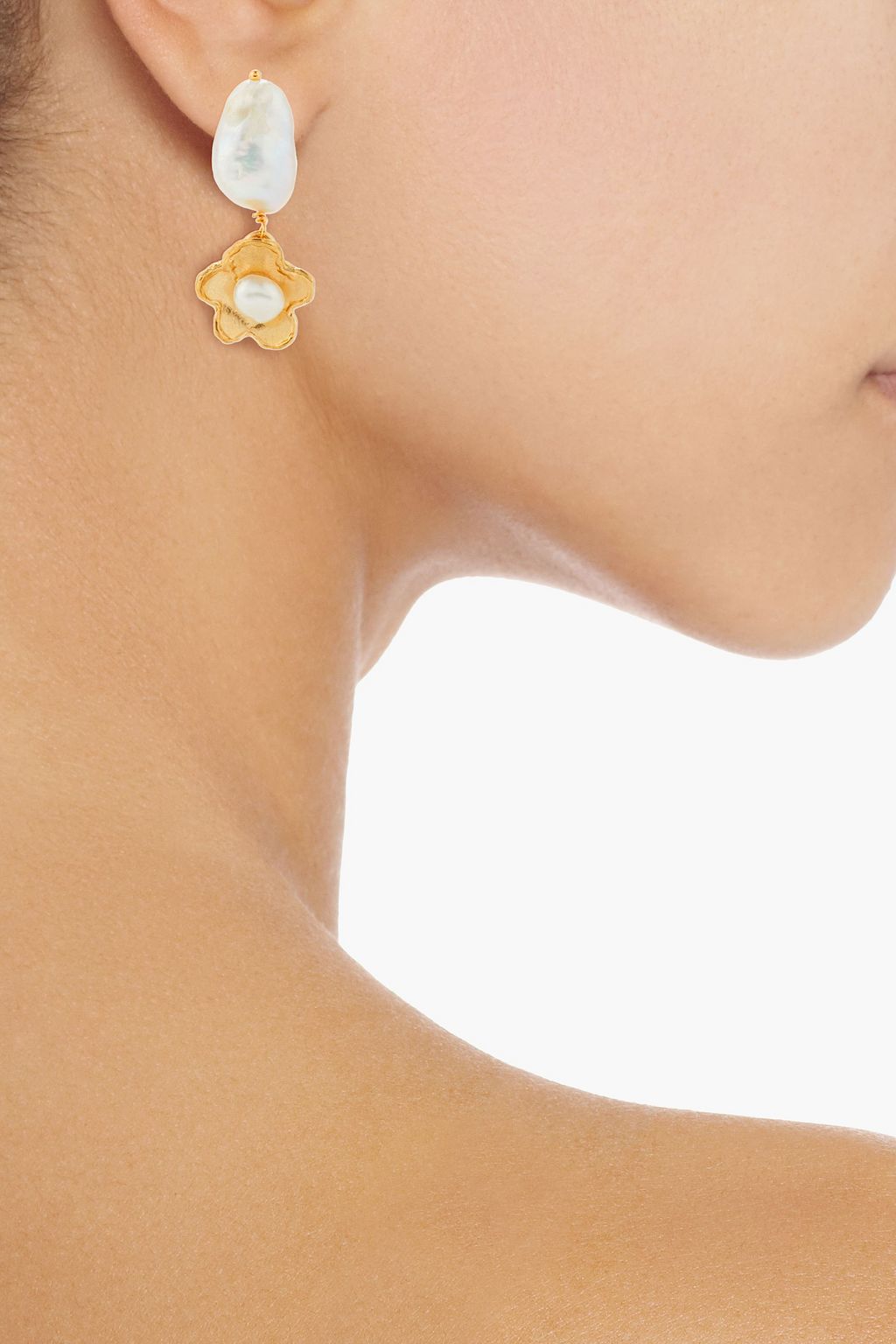 ​ANITA BERISHA White Daisies gold-plated freshwater pearl earrings