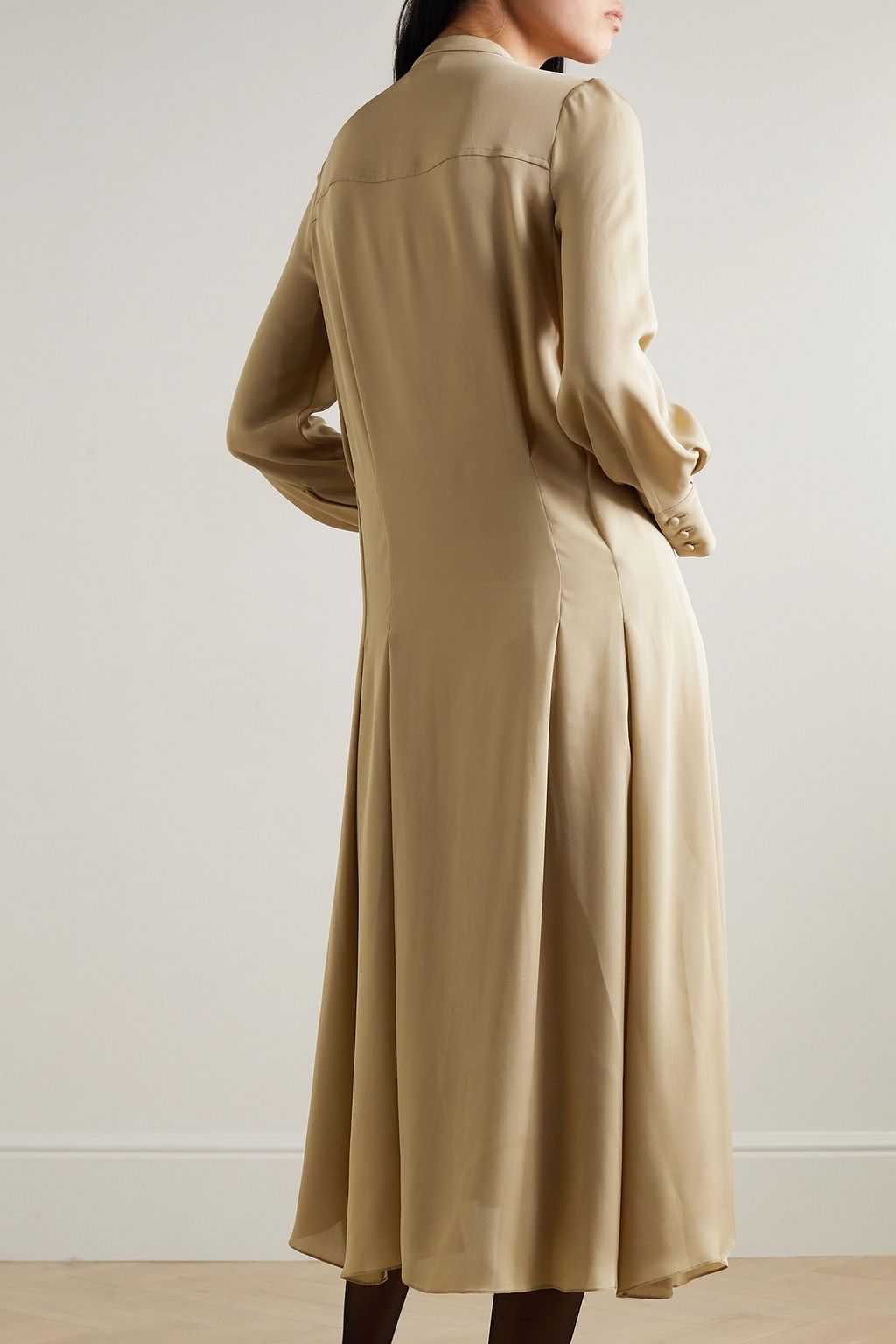 KHAITE Waylon oversized pleated silk-georgette shirt dress
