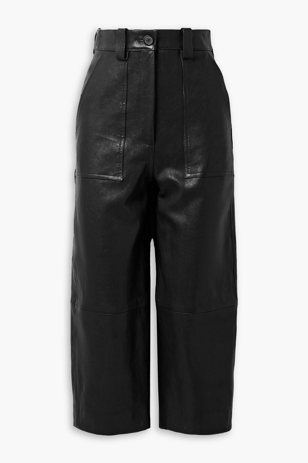 KHAITE Hewey cropped leather straight leg pants THE OUTNET