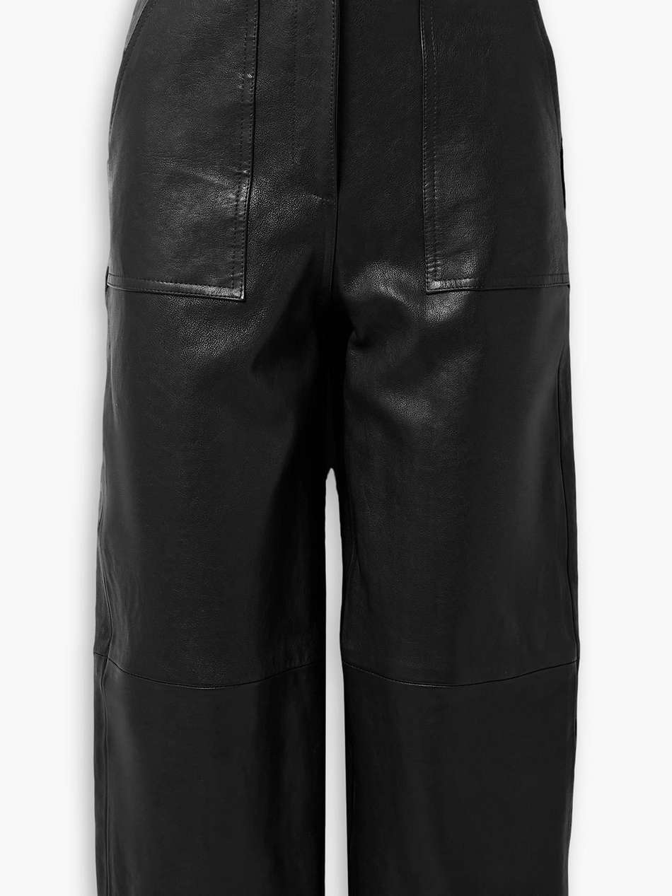 hewey cropped leather straight-leg pants