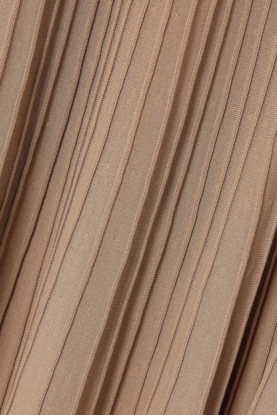 Khaite Rebecca Pleated Off-the-shoulder Dress In Light Brown