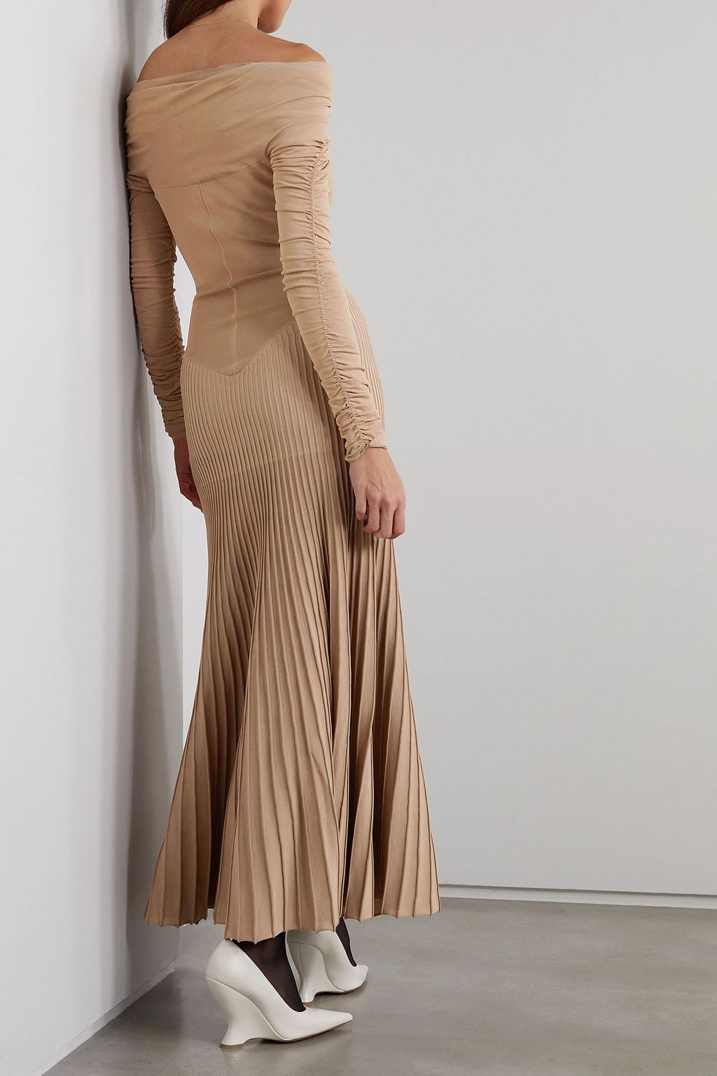 KHAITE Rebecca off-the-shoulder stretch-knit maxi dress