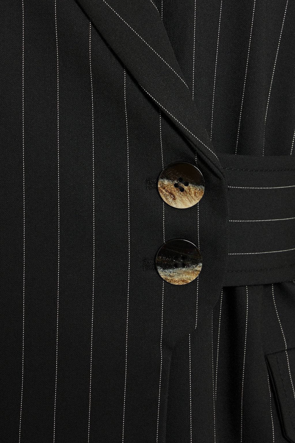 GANNI Double-breasted pinstriped twill coat