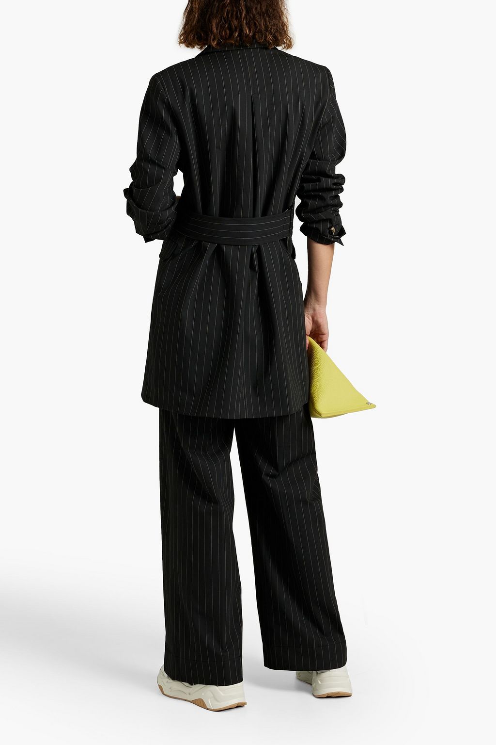 GANNI Double-breasted pinstriped twill coat