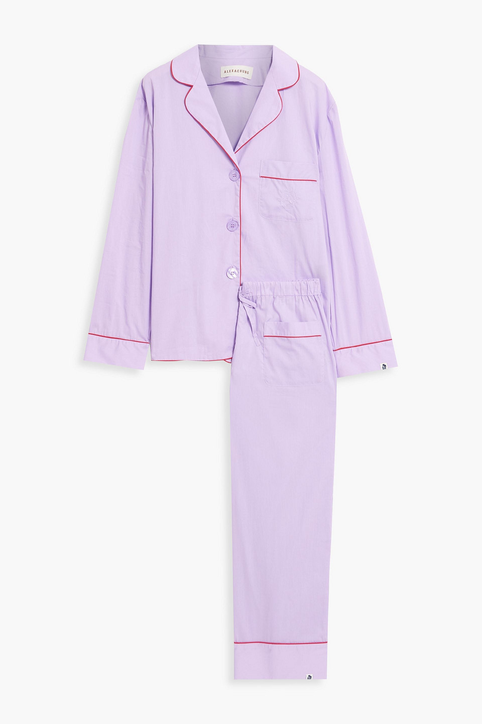 Alexa Chung The Cats Pyjamas Embroidered Cotton-poplin Pajama Set In Lilac