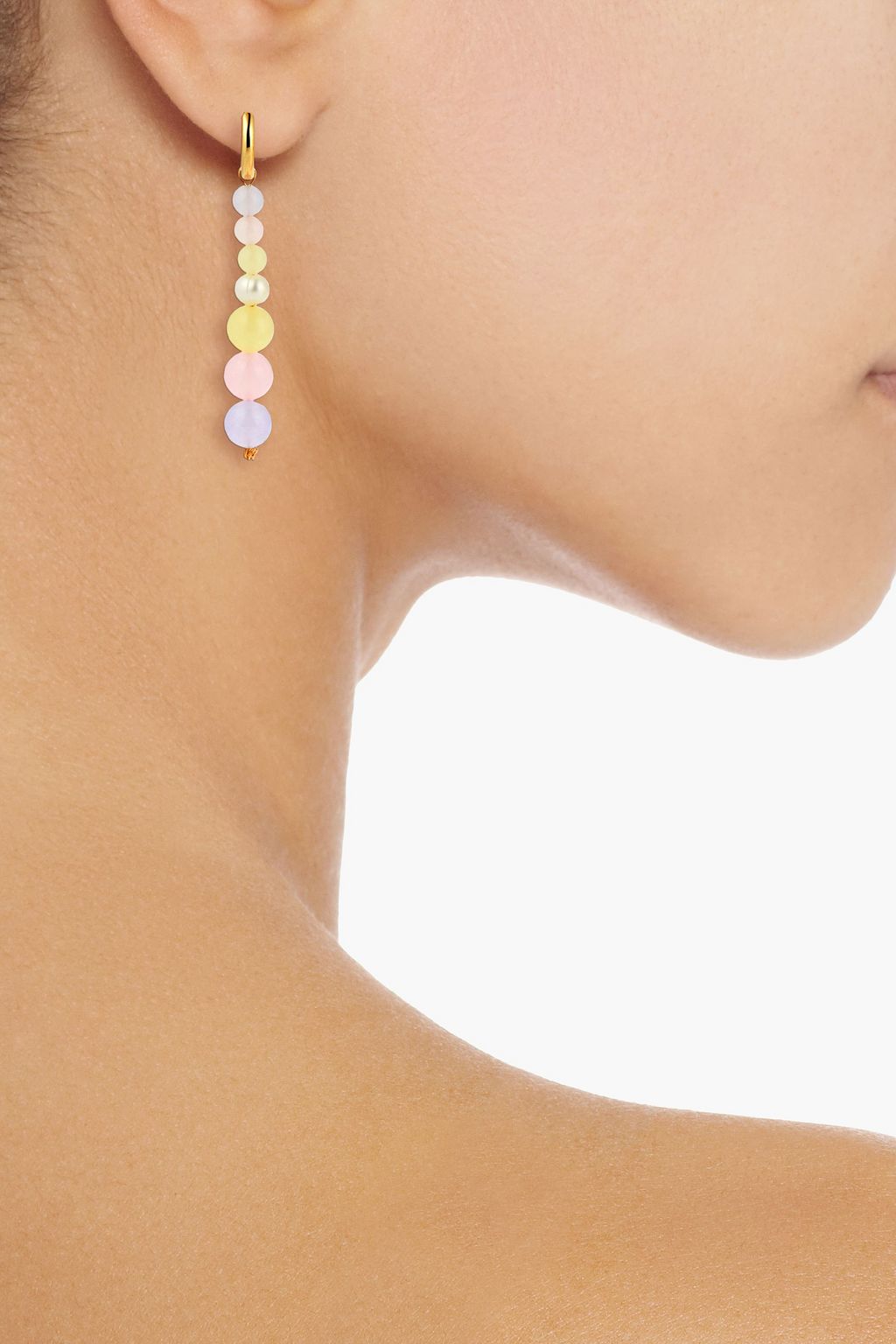 ​ANITA BERISHA Pastel Dreams set of three gold-plated, freshwater pearl and jade earrings