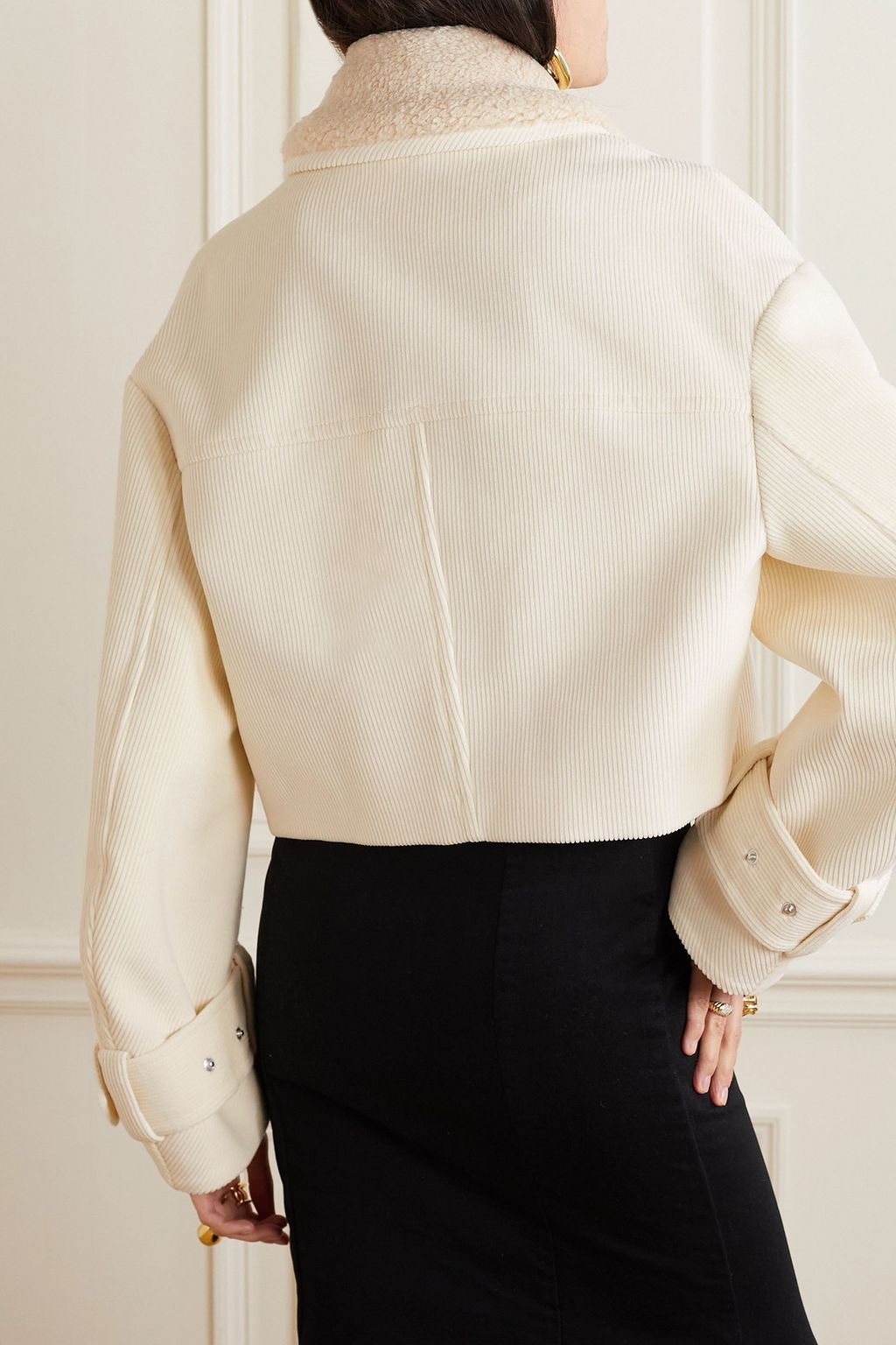 KHAITE Flinn faux shearling-trimmed cotton-corduroy jacket