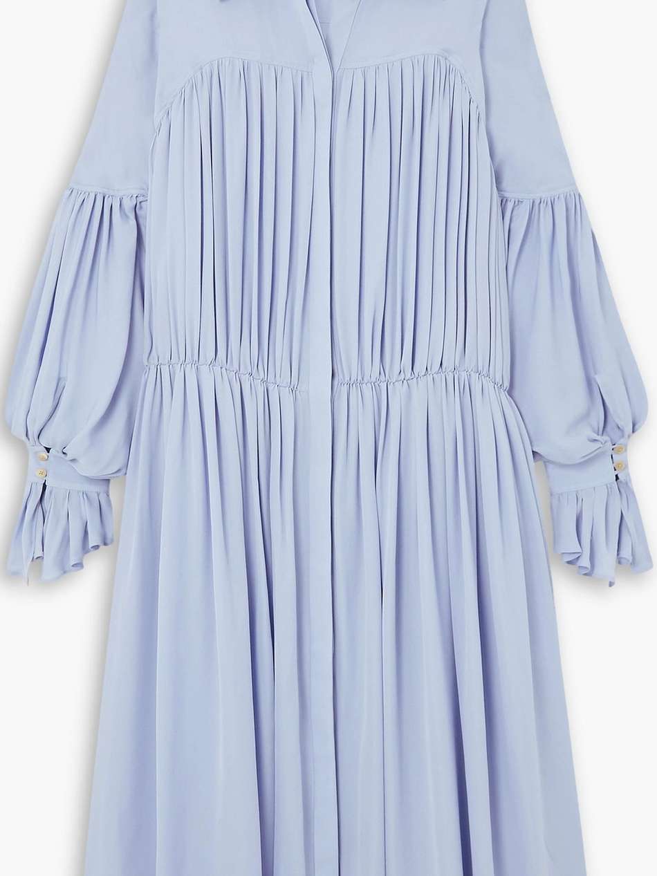 colleen pleated silk-georgette midi shirt dress