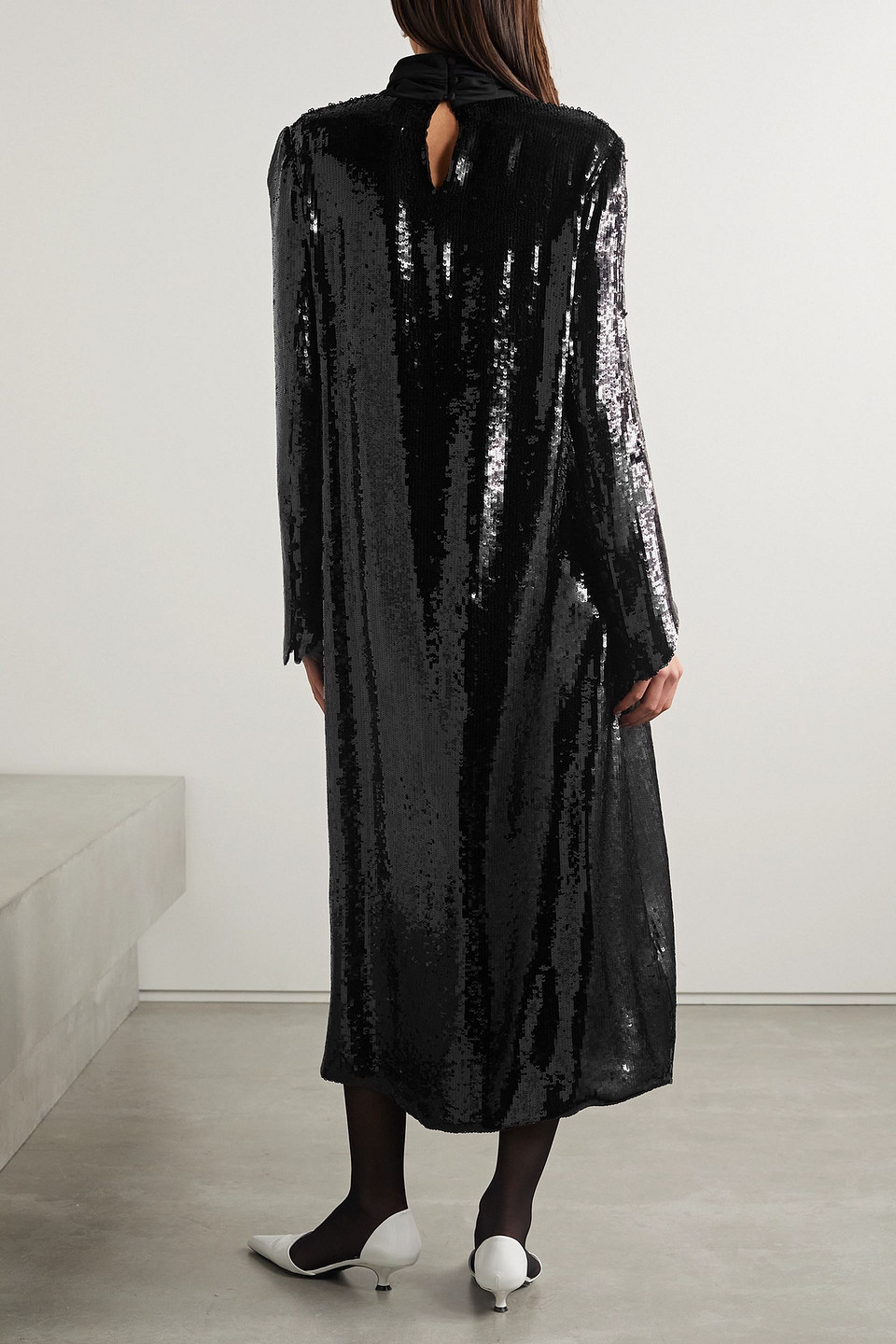 KHAITE LEIBEL SEQUINED GEORGETTE MIDI DRESS