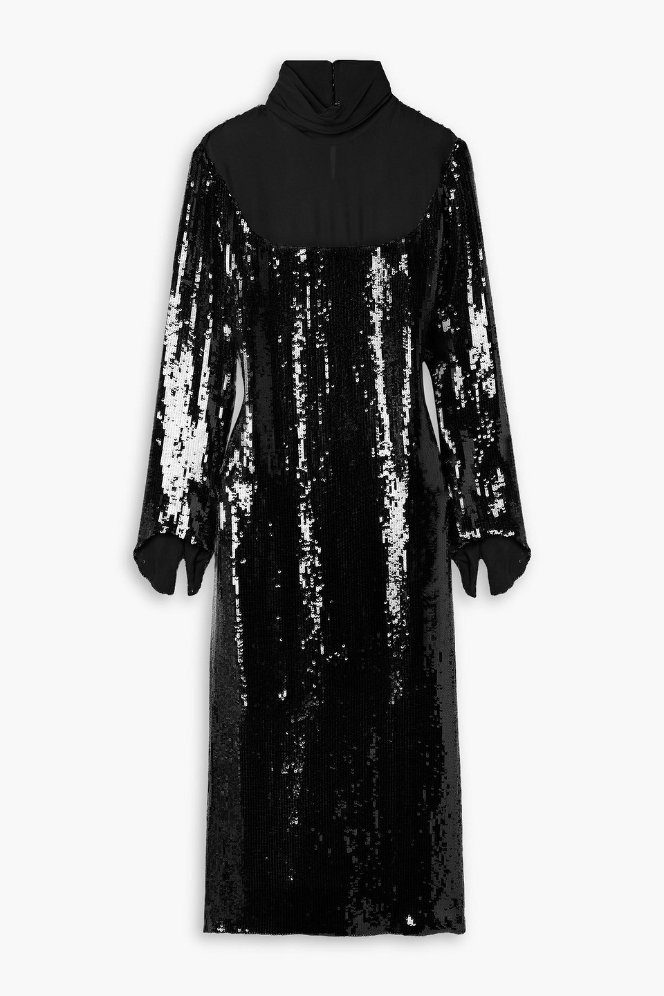 KHAITE LEIBEL SEQUINED GEORGETTE MIDI DRESS