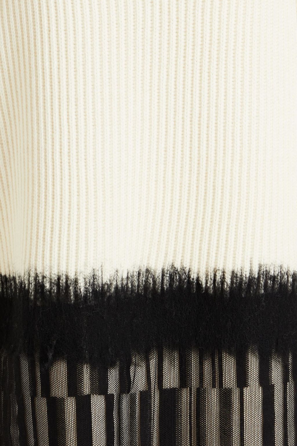 JOSEPH Lace-paneled ribbed wool sweater