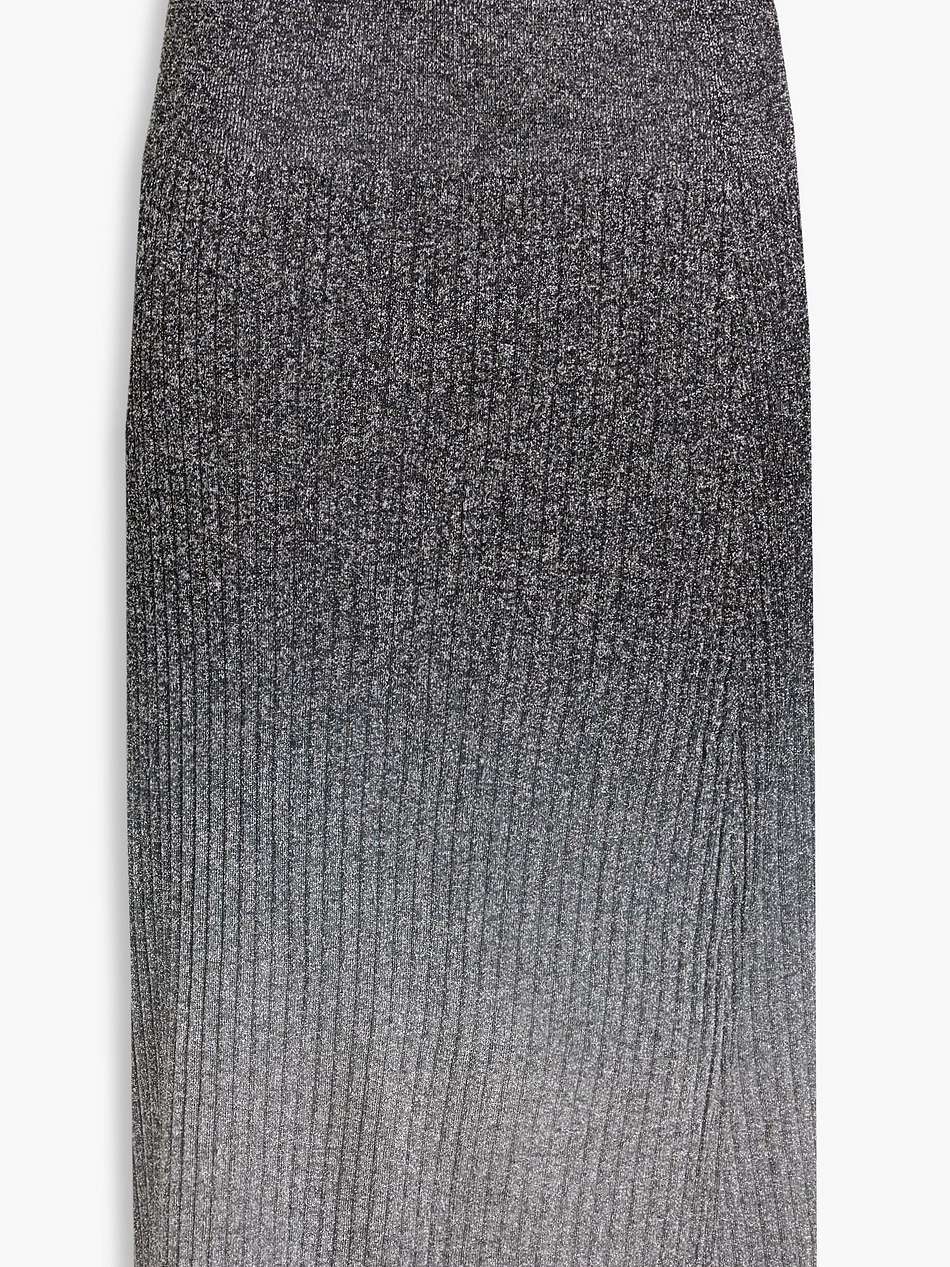 dégradé metallic ribbed-knit midi skirt