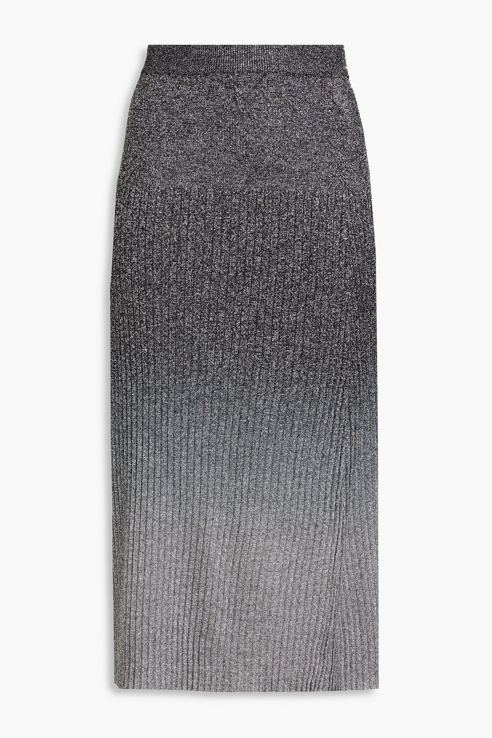Joseph Dégradé Metallic Ribbed-knit Midi Skirt In Black