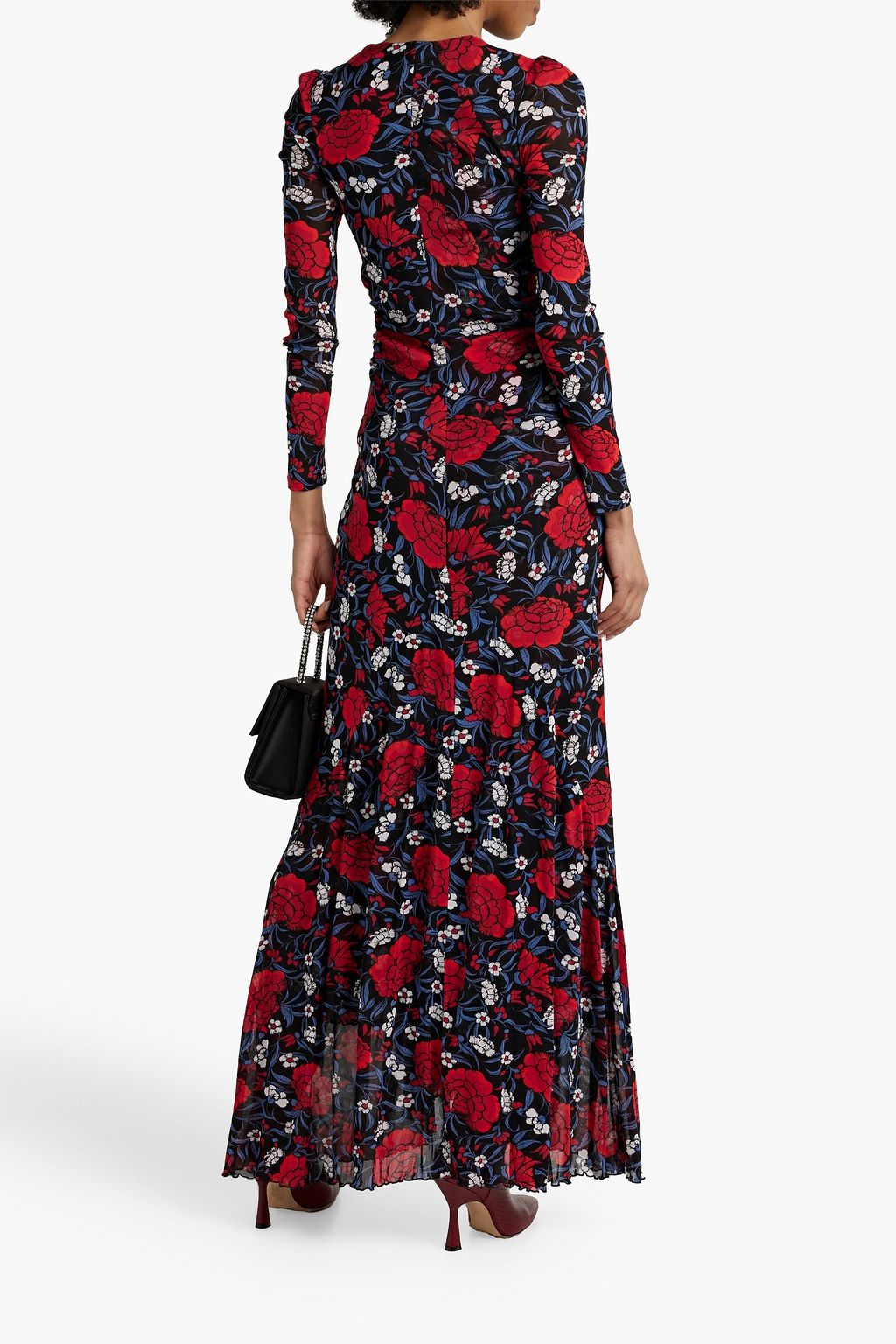 DIANE VON FURSTENBERG Adara draped floral-print stretch-mesh maxi dress
