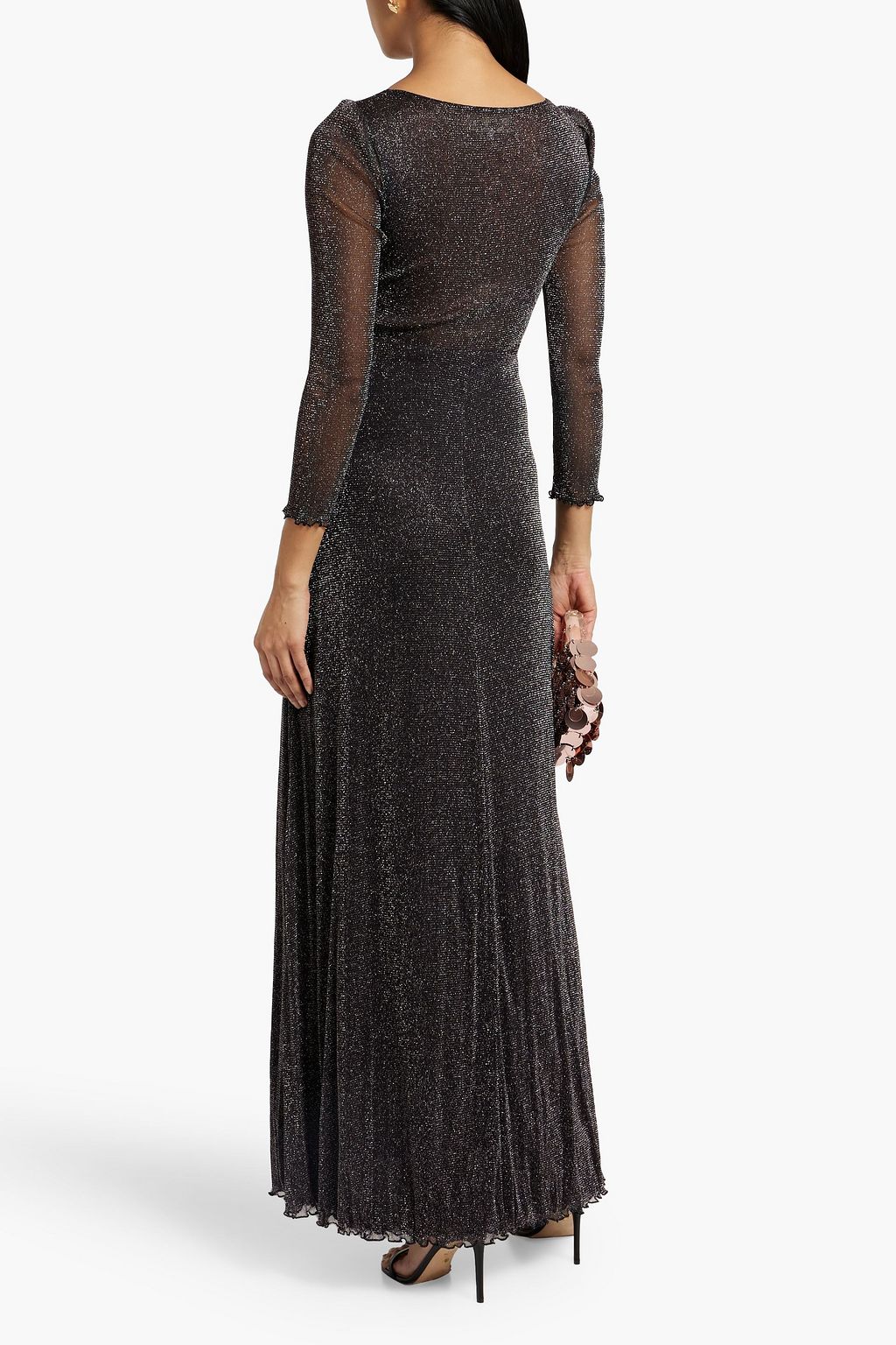 DIANE VON FURSTENBERG Gael pleated metallic mesh maxi dress