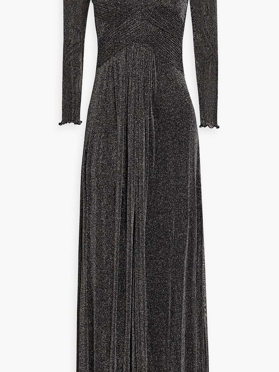 gael pleated metallic mesh maxi dress