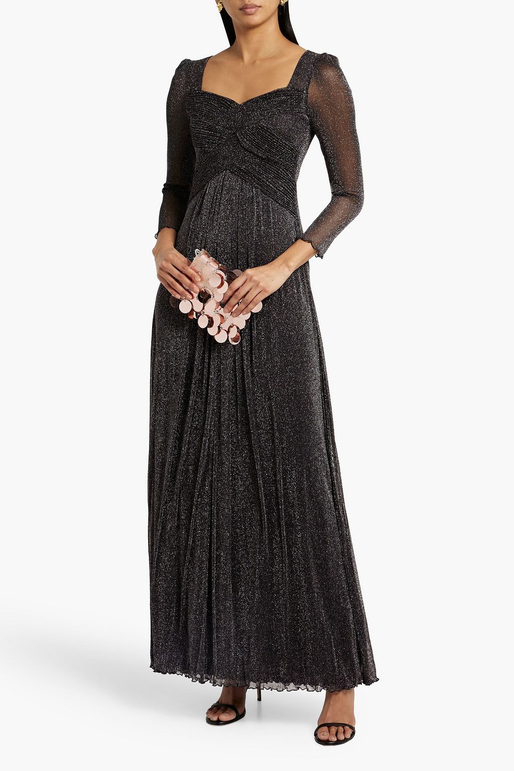 DIANE VON FURSTENBERG Gael pleated metallic mesh maxi dress