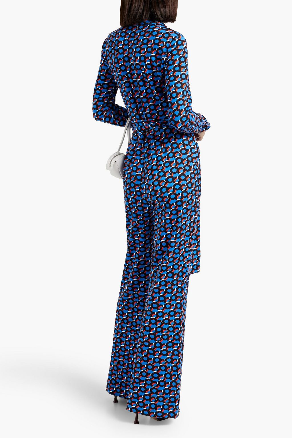DIANE VON FURSTENBERG جمبسوت «ميشيل» بأرجل واسعة مصنوع من الجيرسي المطاطي ومزين بطبعات