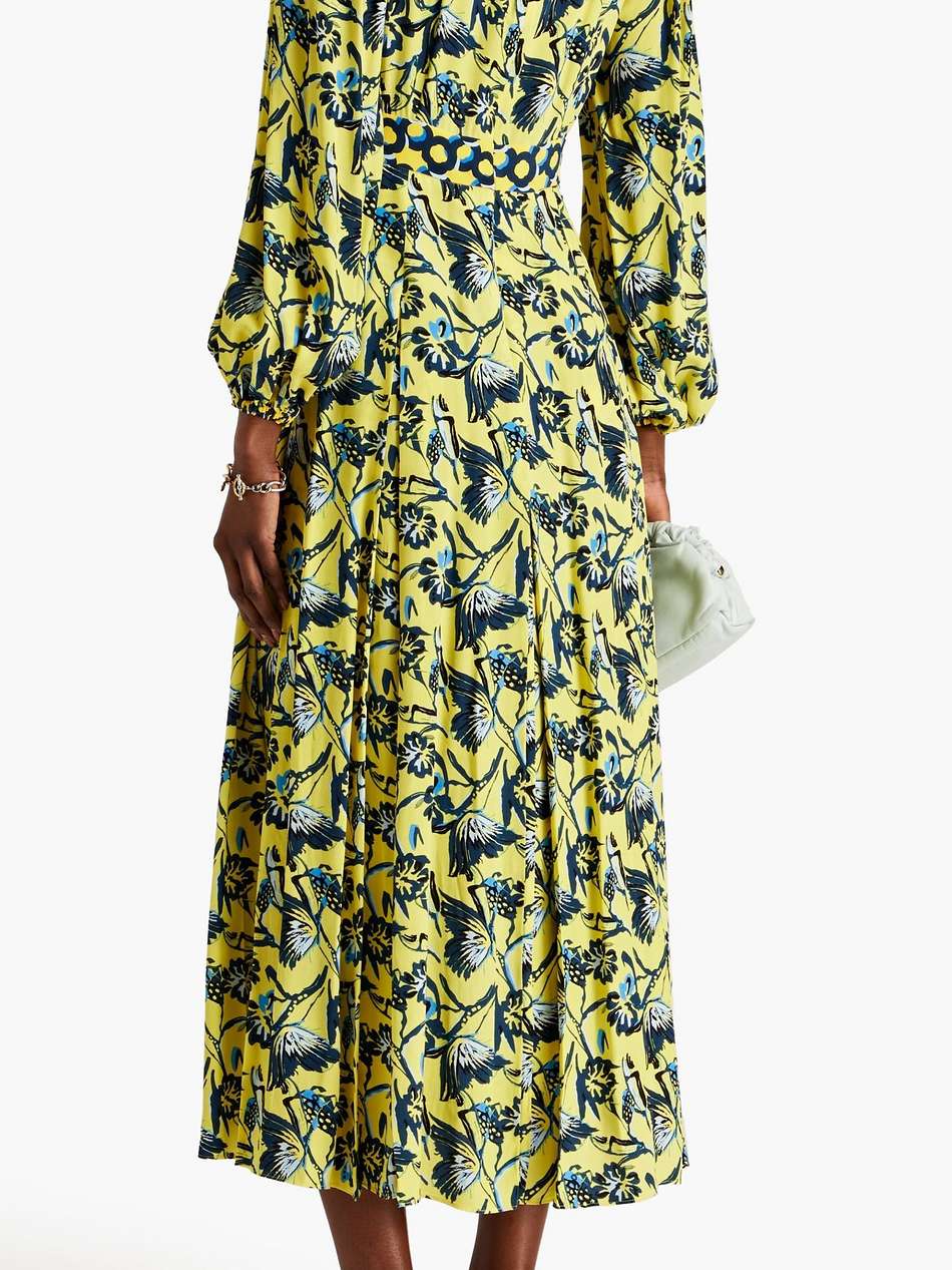anjali floral-print crepe de chine midi dress