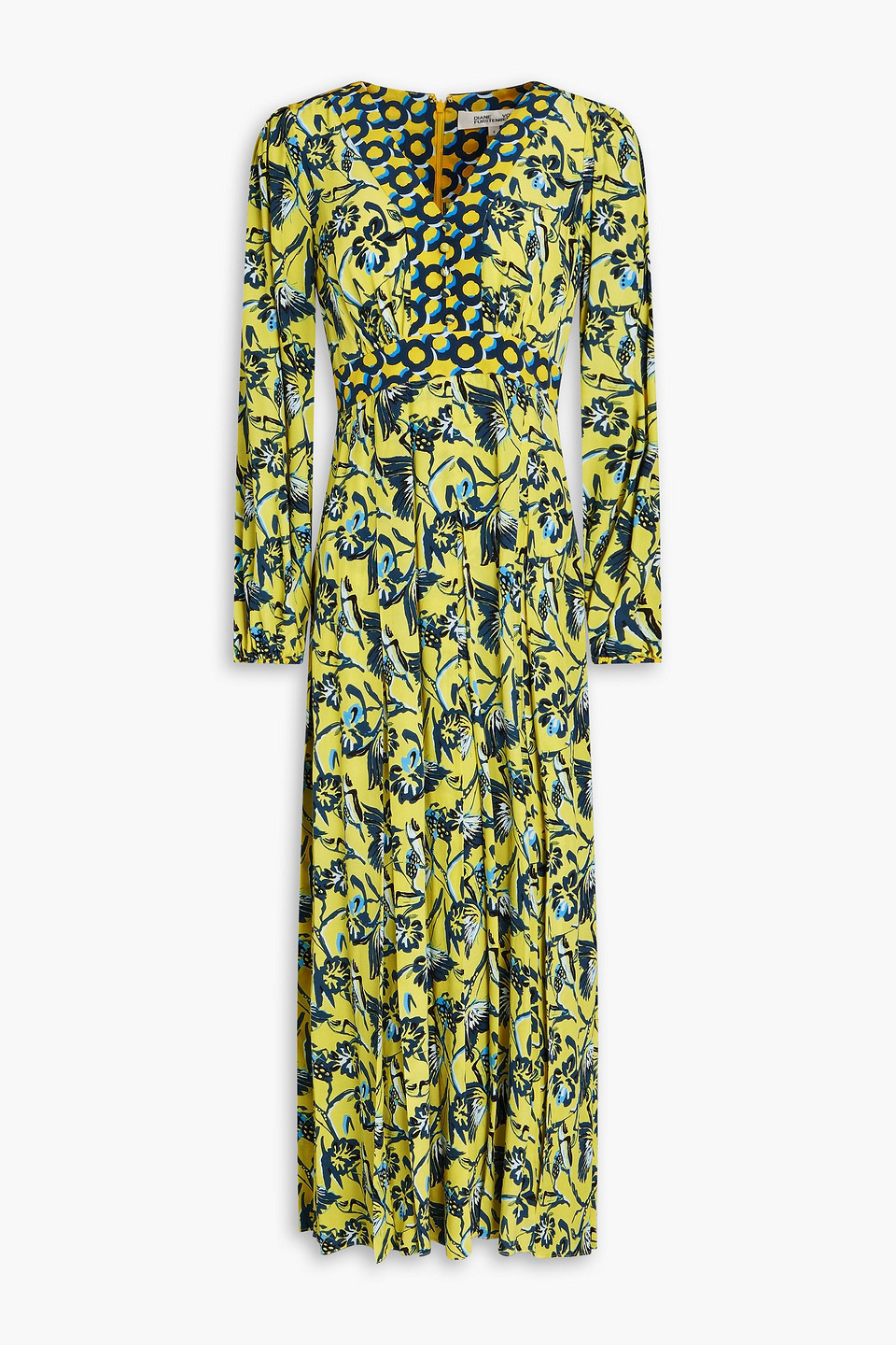 Diane Von Furstenberg Anjali Floral-print Crepe De Chine Midi Dress In Yellow