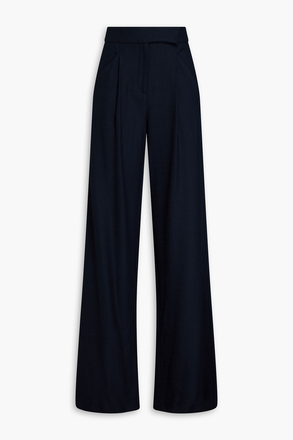 Veronica Beard Box-pleated Wide-leg Trousers In Midnight Blue