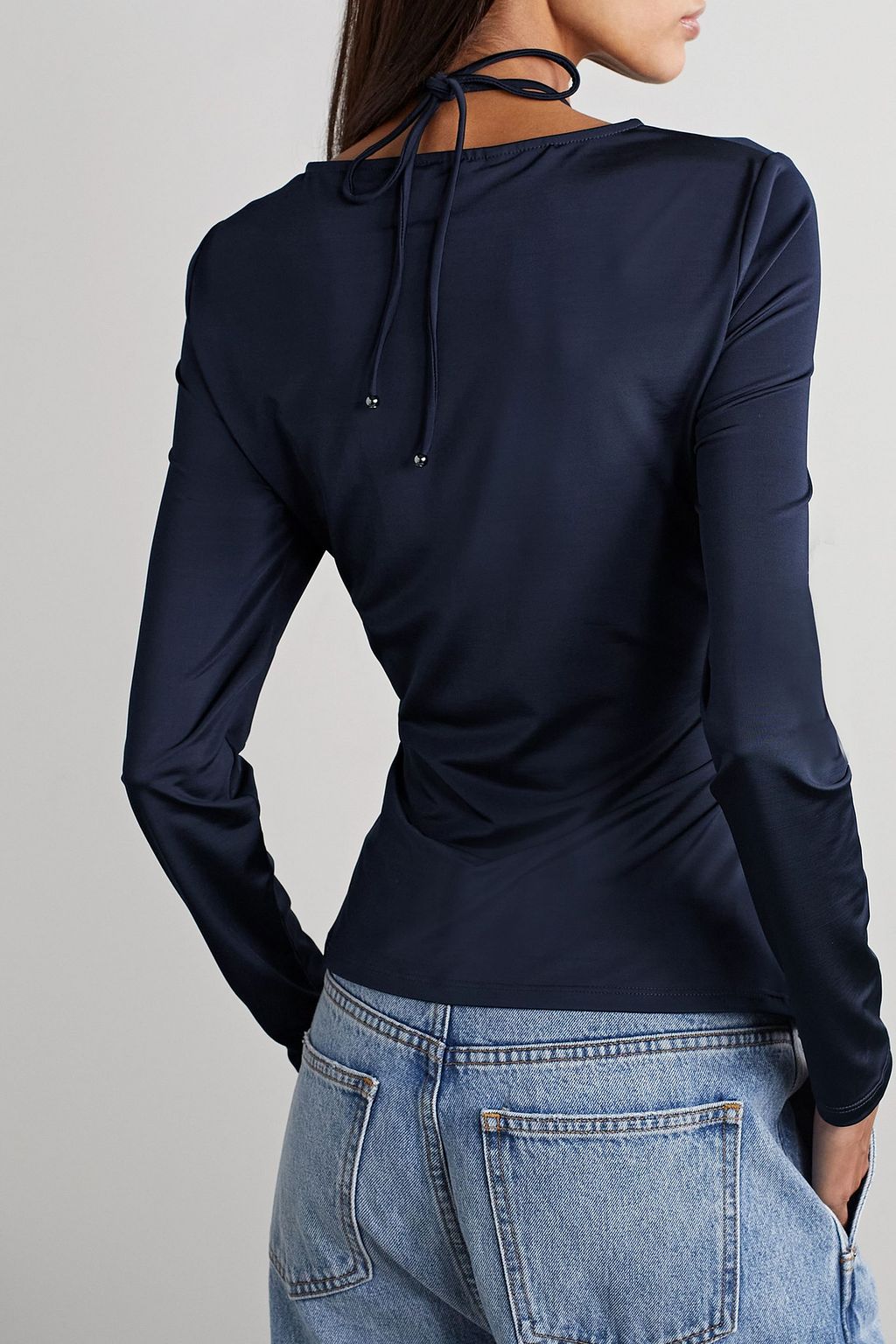 VERONICA BEARD Roque cutout ruched stretch-jersey top