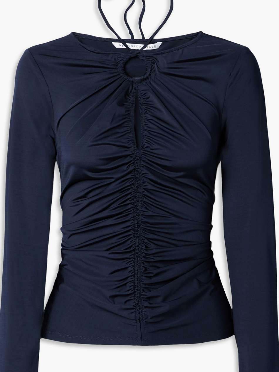 roque cutout ruched stretch-jersey top