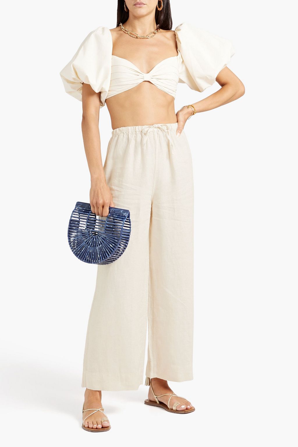 ONIA Linen-gauze wide-leg pants