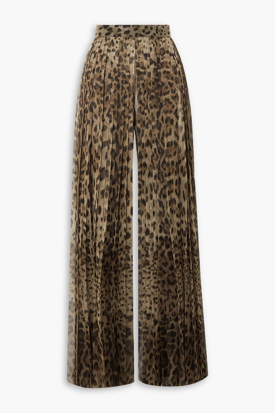 Dolce & Gabbana Leopard Print Wide Leg Stretch Silk Satin Pajama Pants In Animal Print