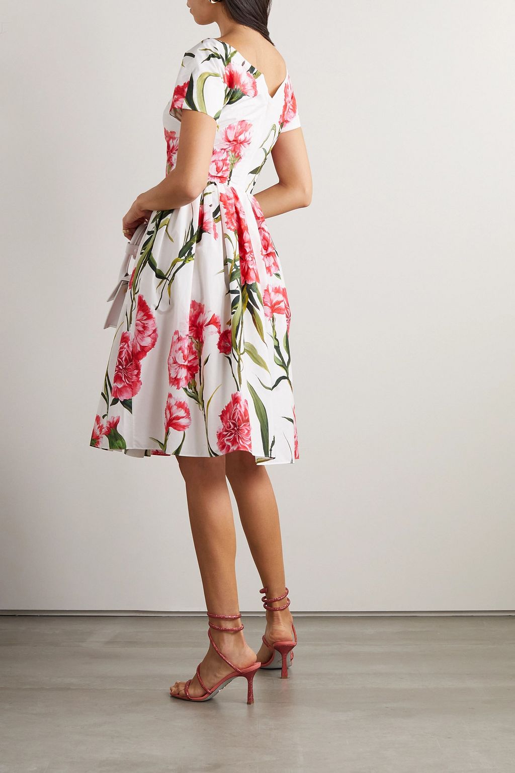 DOLCE&GABBANA Pleated floral-print cotton-poplin dress