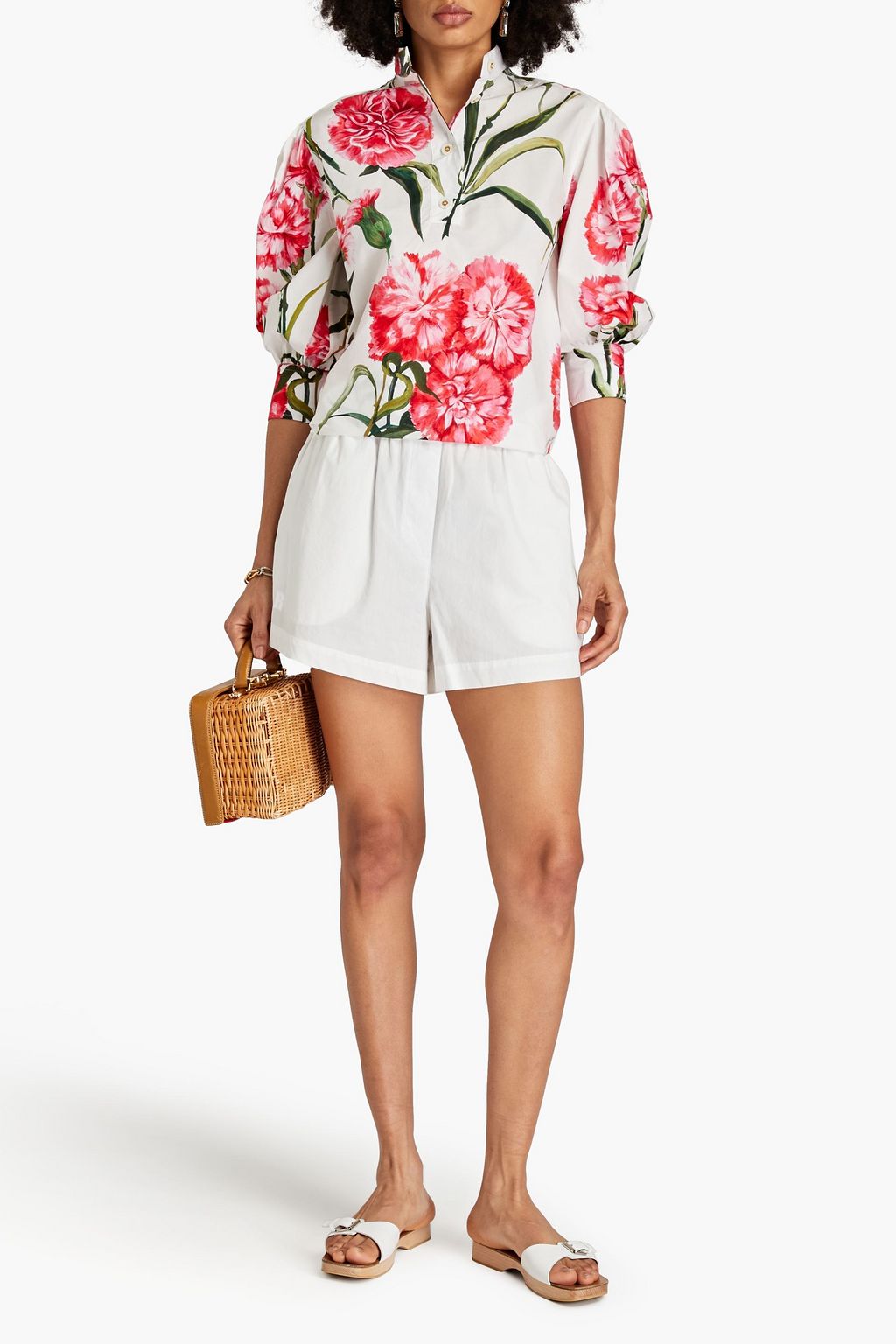 DOLCE&GABBANA Floral-print cotton-poplin shirt