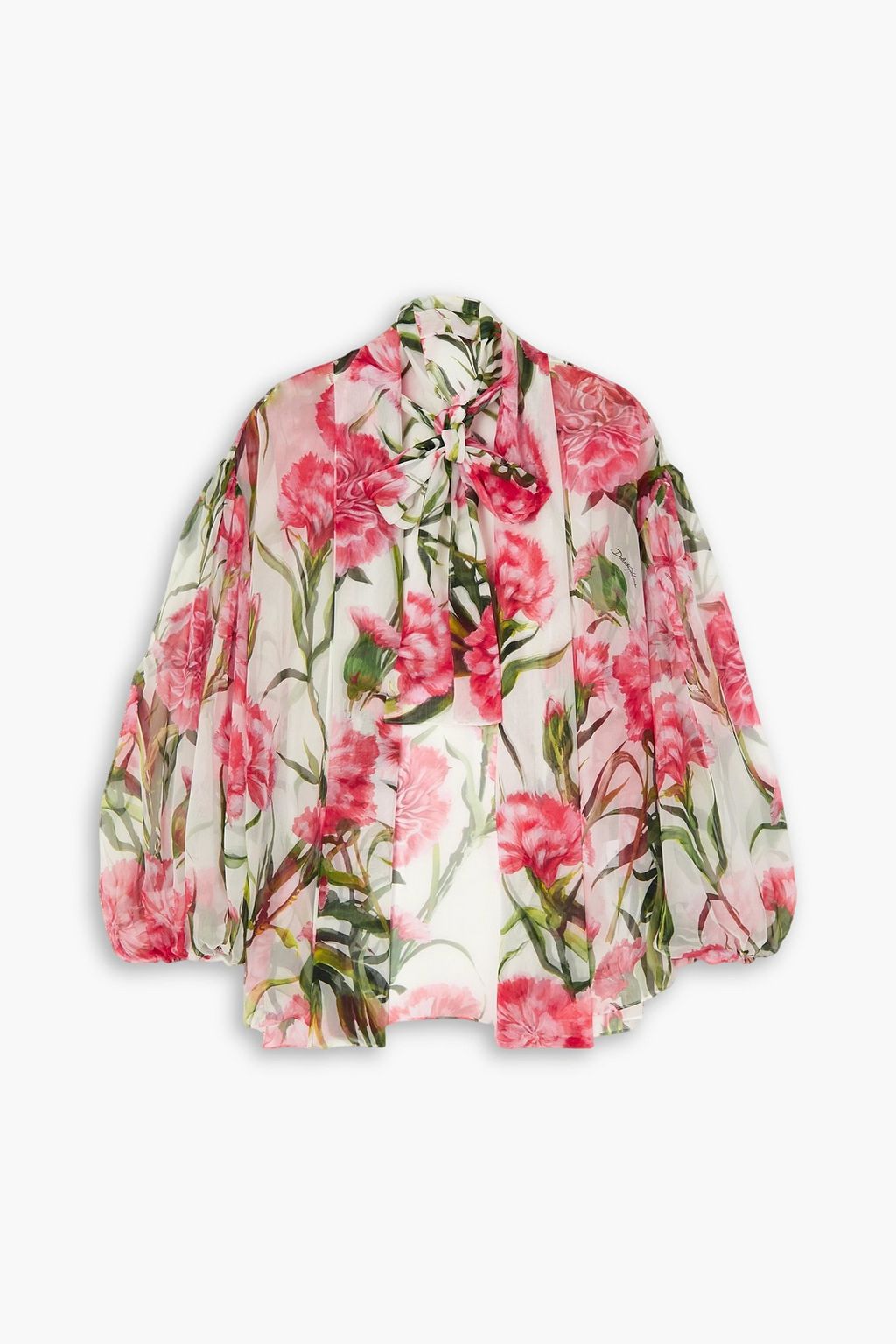 DOLCE&GABBANA シルクシフォン ブラウス リボン付き フローラル 