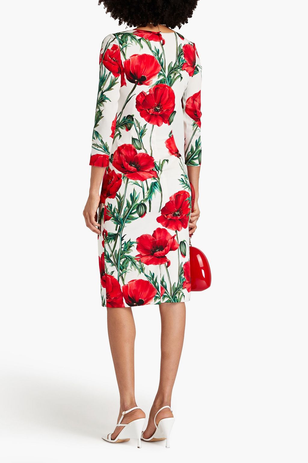 DOLCE&GABBANA Floral-print stretch-silk midi dress