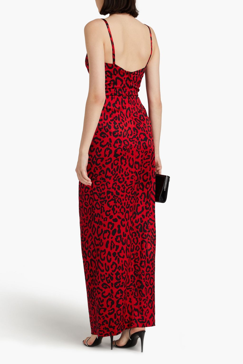 DOLCE&GABBANA Draped leopard-print silk-blend satin maxi dress