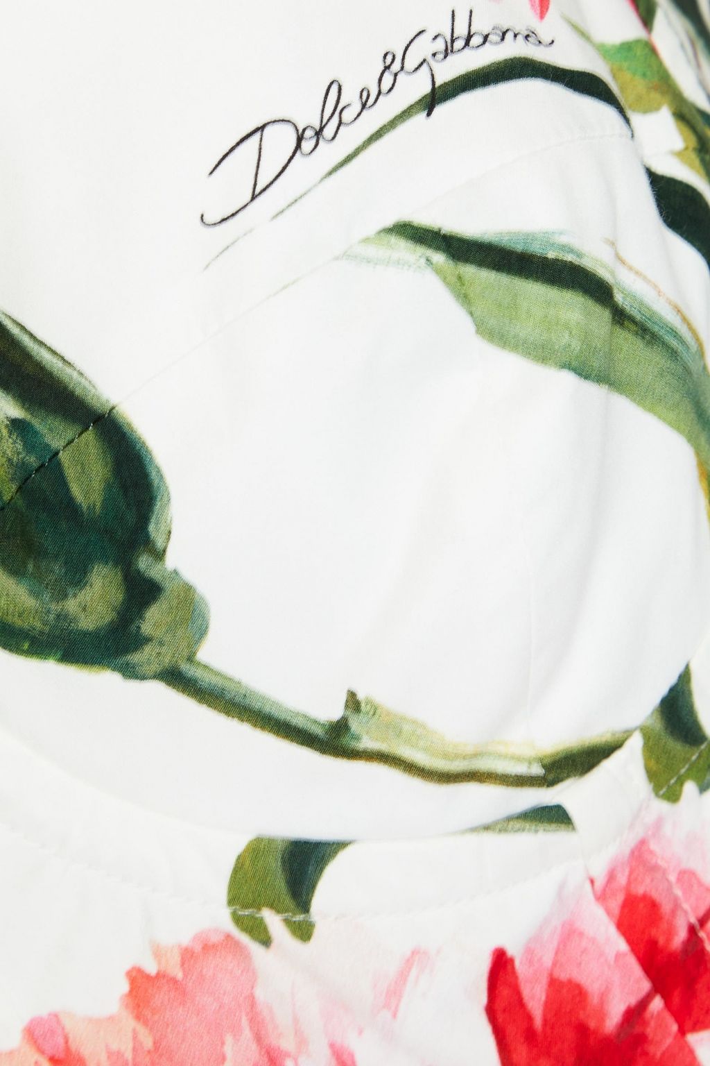 DOLCE&GABBANA Pleated floral-print cotton-poplin mini dress