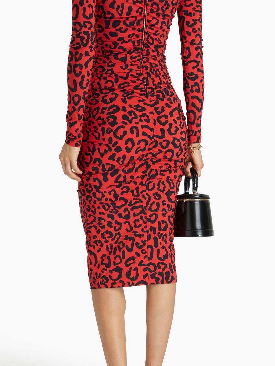 ruched leopard-print jersey midi dress