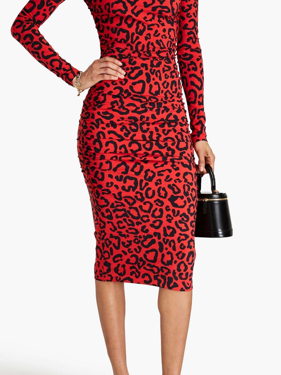 ruched leopard-print jersey midi dress