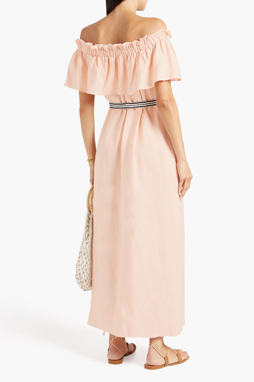 LEMLEM Koki off-the-shoulder ruffled linen-blend maxi dress