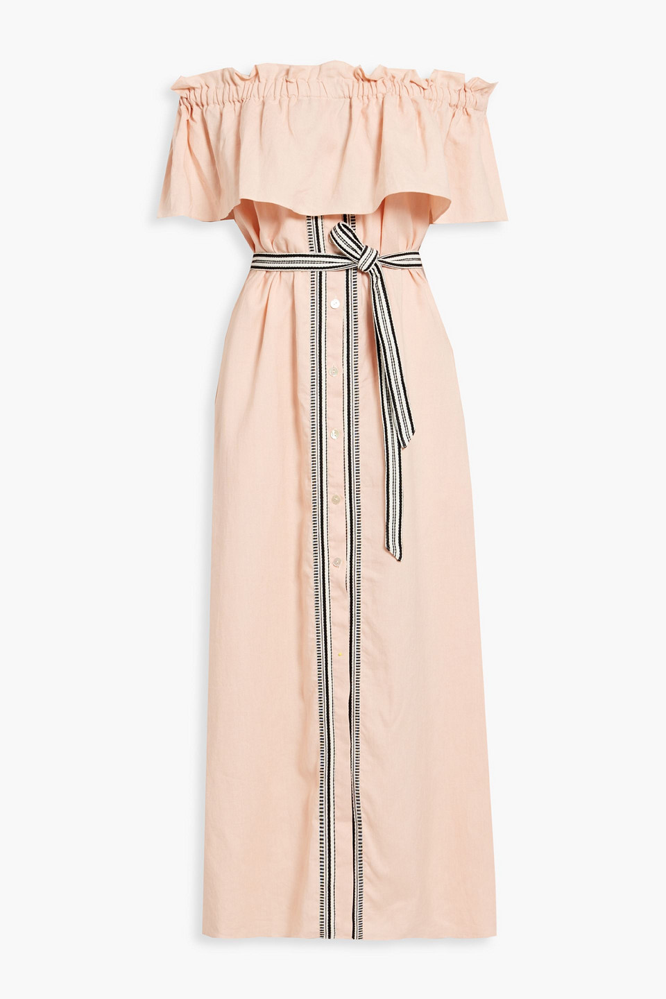 Koki off-the-shoulder ruffled linen-blend maxi dress