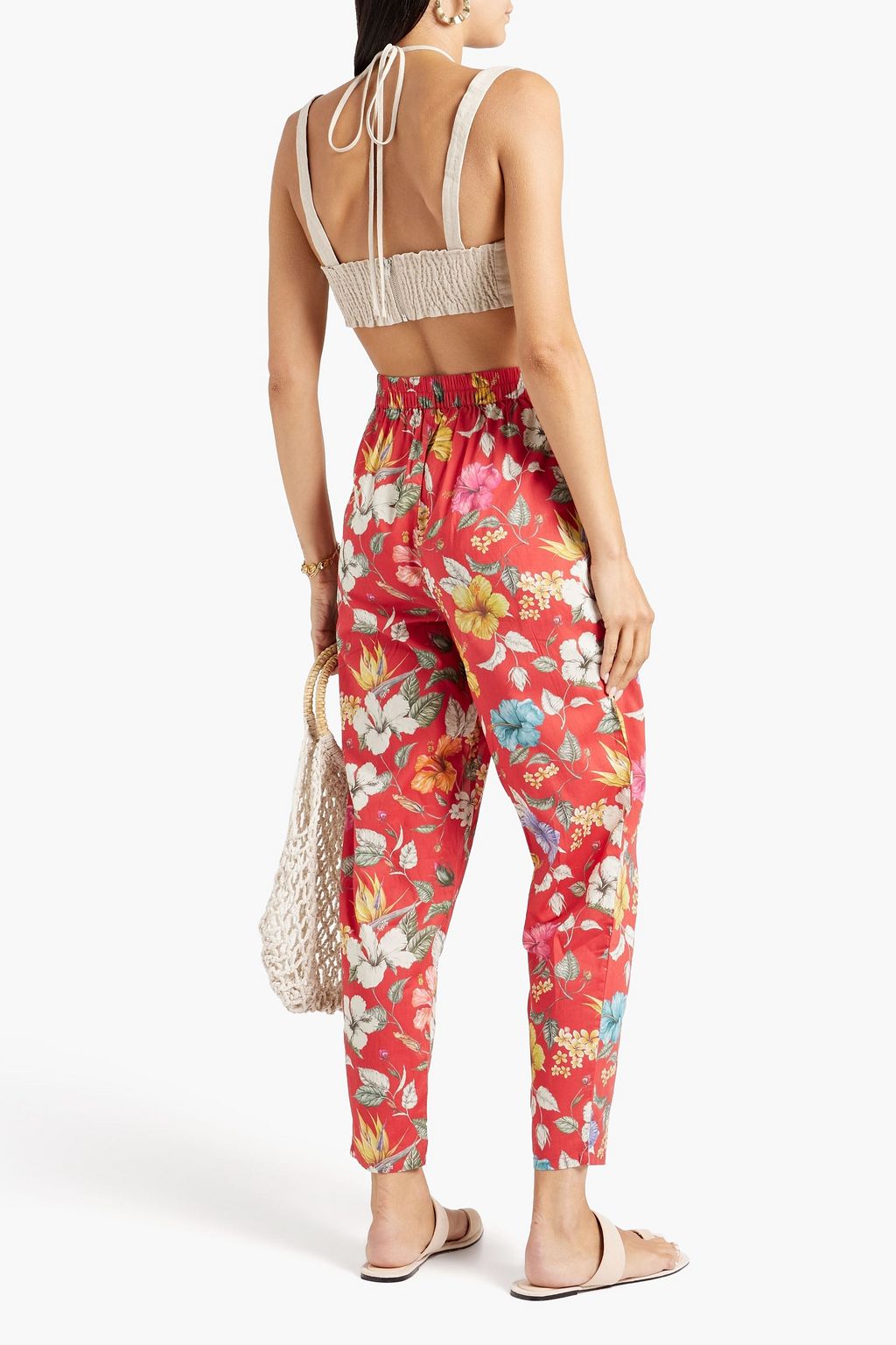 ONIA Easy floral-print cotton-poplin tapered pants
